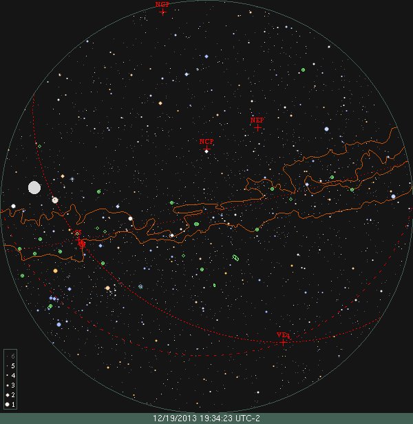 Animated sky map including the milky way, 24 hours.